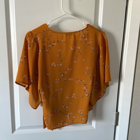 Express Cherry Blossom Floral Kimono Sleeve Wrap Blouse - Picture 6 of 7